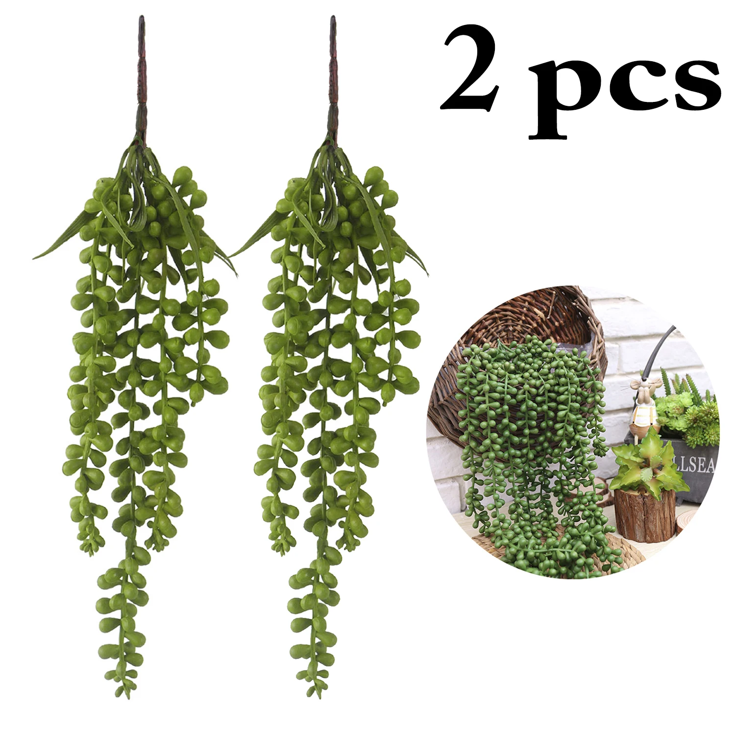 2x Fake Succulent String of Pearls Artificial Hanging Plant Wed Party Home Decor