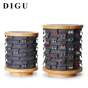 

Rotating jewelry display props wood earrings jewelry display stand shelf earring high-capacity storage rack creative