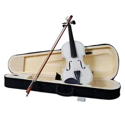 Nouveau violon acoustique blanc pour débutant, 4/4 59cm, avec archet, étui, accessoires en colophane 