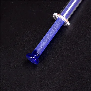 

Syringe caliber:4mm Capacity:1mL Blue Glass Syringe Injector Lab Glassware Sampler