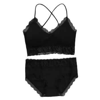 

Women Seamless Underwear Lace Bra & Brief Sets Cotton Solid Brassier Teenagers Sling Tube Top Sexy Lingerie Brasier Mujer New