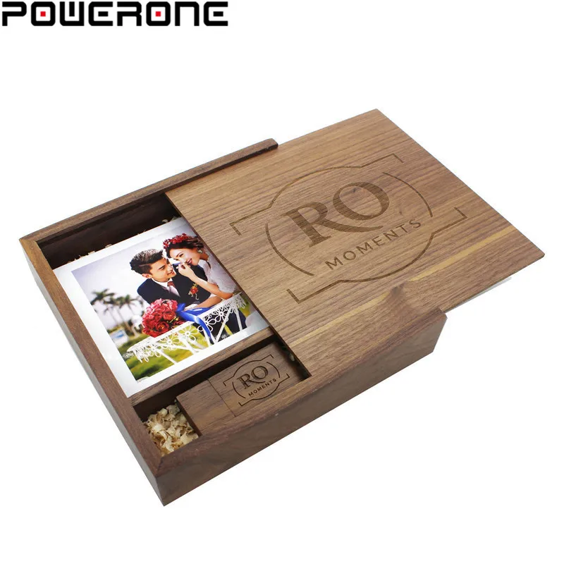 Деревянный фотоальбом POWERONE с бесплатным логотипом на заказ usb + карта памяти в