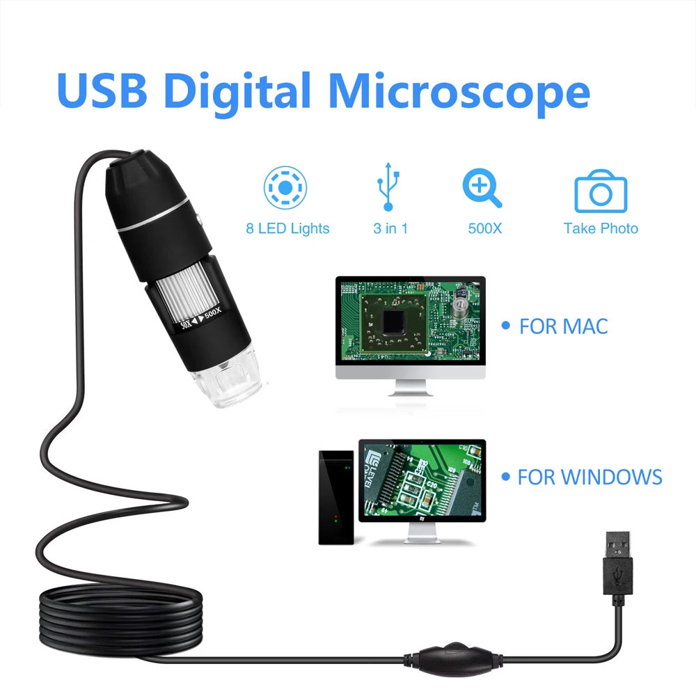 

Multifunctional Handheld Portable Digital Microscope USB Interface Electron Microscopes without Bracket 300000 Pixels