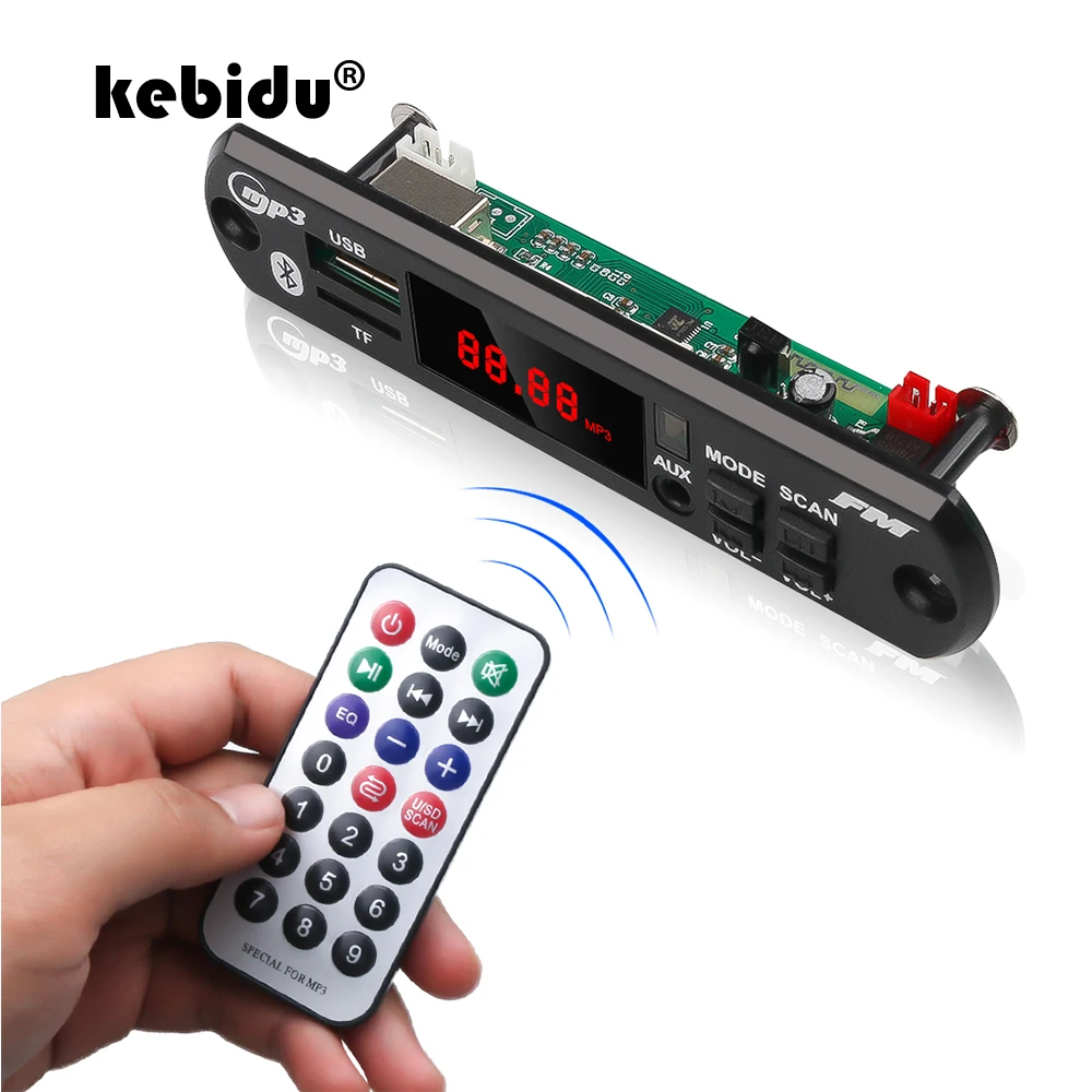 Kebidu 5 в 12 В Автомобильный Bluetooth MP3 WMA USB/SD/FM/AUX декодер плата аудио модуль динамик
