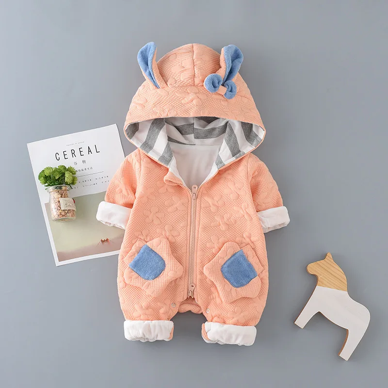 Бархатный комбинезон Одежда для новорожденных милая детская одежда с капюшоном