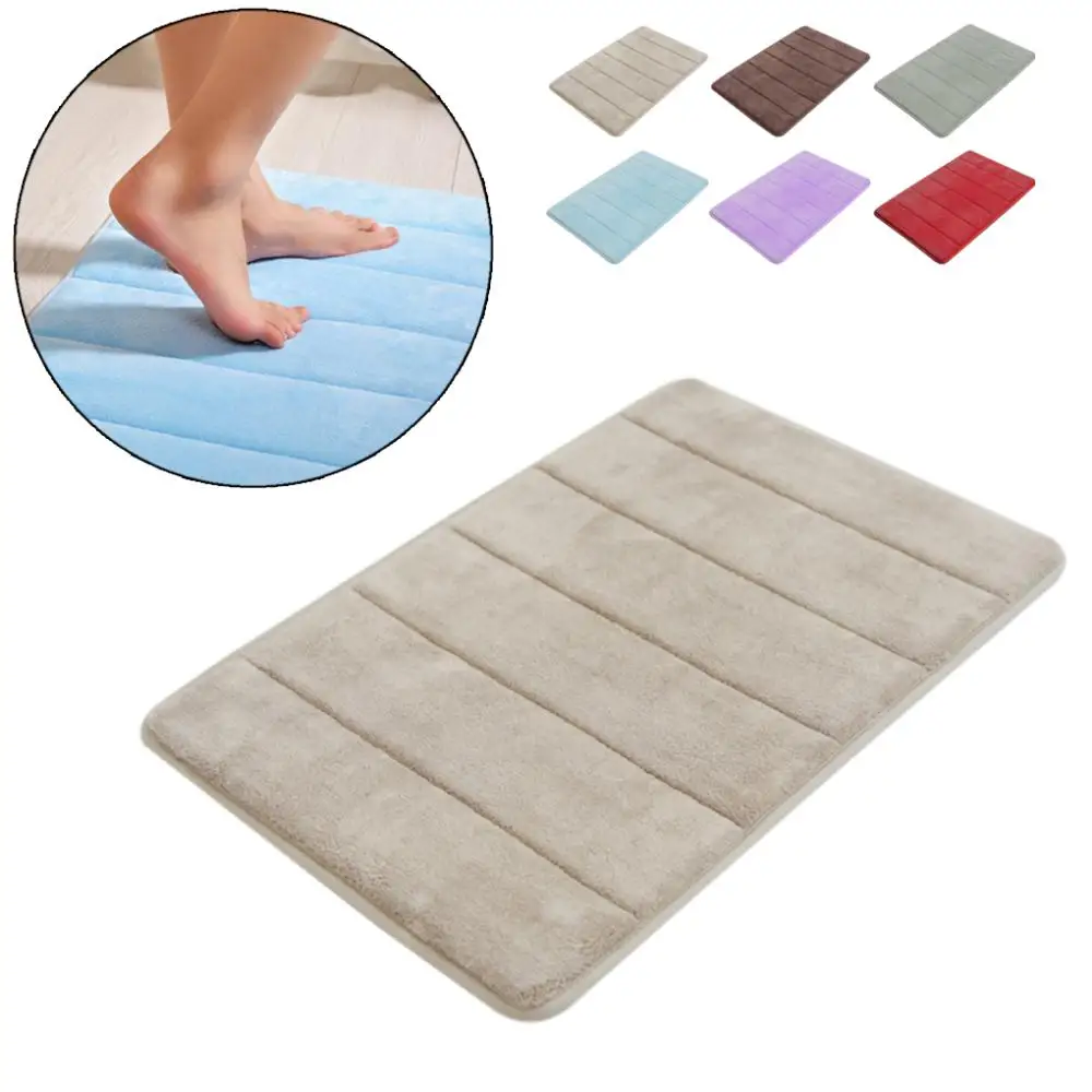

Coral Memory Foam AntiSkid Bath Mat Super Soft Bathroom Rugs Coral Velvet Non Slip Absorbent Large Carpet Bathroom Kitchen Rugs