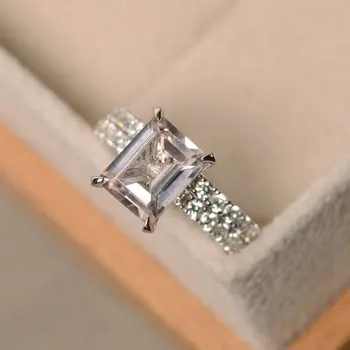 

S925 Sterling Silver Creative Design Zircon Champagne Square Ring Ring Ladies Ring Simple Send Girlfriend Ring