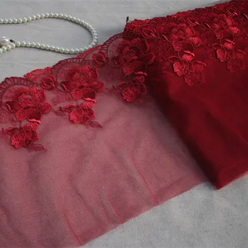 

2yards/lot Embroidered Floral Tulle Lace Trim ,Mesh Embroidery Lace Trim
