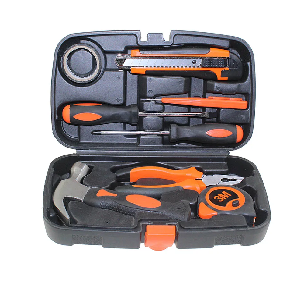 

9PCS Hand Tool Set General Household Kit Multifunction Hardware Repair Tool Box With Screwdrive Knives Hammer Wire Pliers