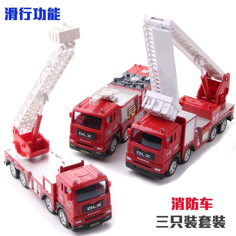 

Children Fire Truck Toy Ladder Climbing Fire Truck Sanitation Set Engineering Vehicle Glide Toy Combination jun shi che
