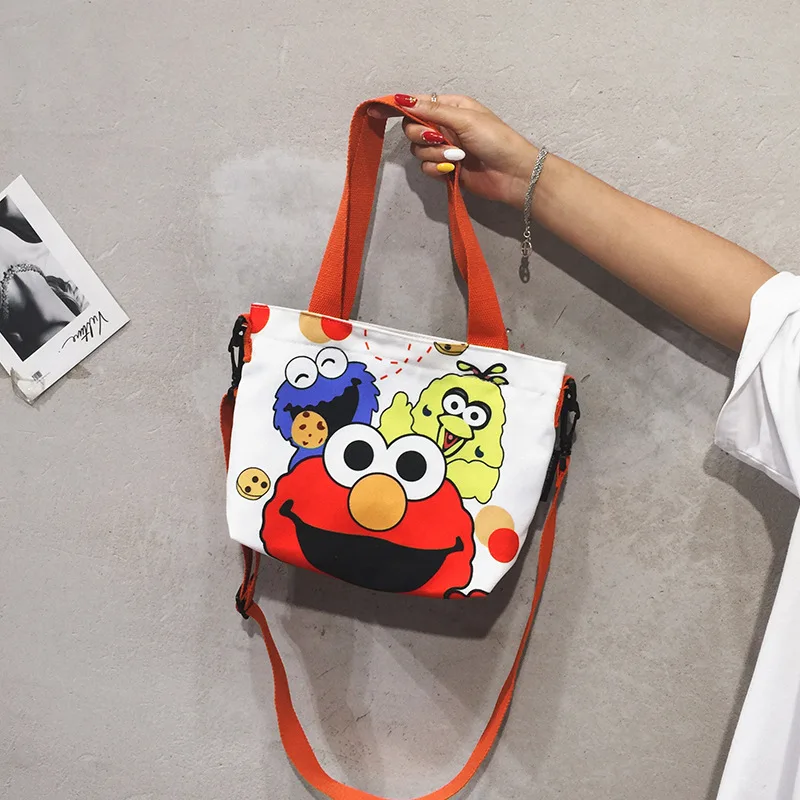 

Origional Sesame Street Single-shoulder Canvas Bag INS Korean-style Cool Funny Graffiti Large Capacity Hot Selling Crossover Sho