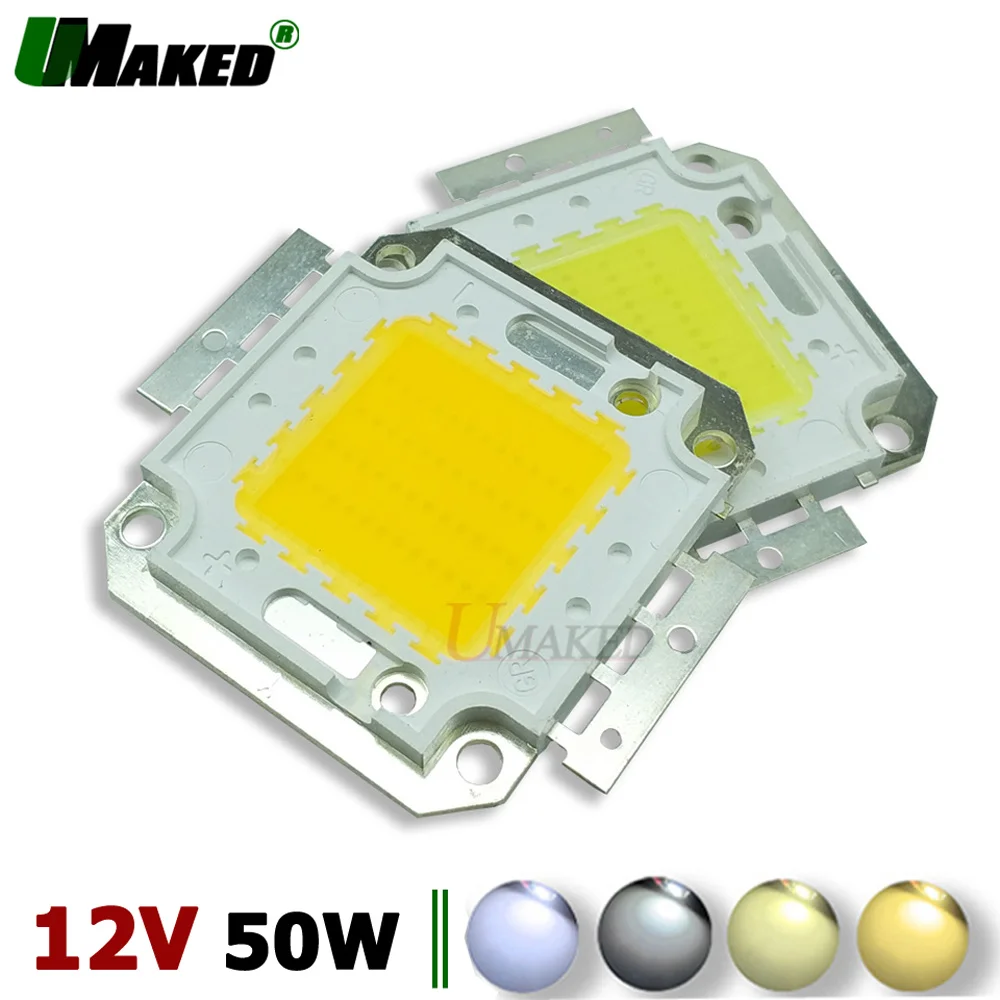 1/5/10Pc Chip Led Ad Alta Potenza 50W Dc12V Led Light Smd Cob Diodo Non C' È Bisogno Di Driver Warm/Natural/White/Cool Led Bulb Spotlight Lamp