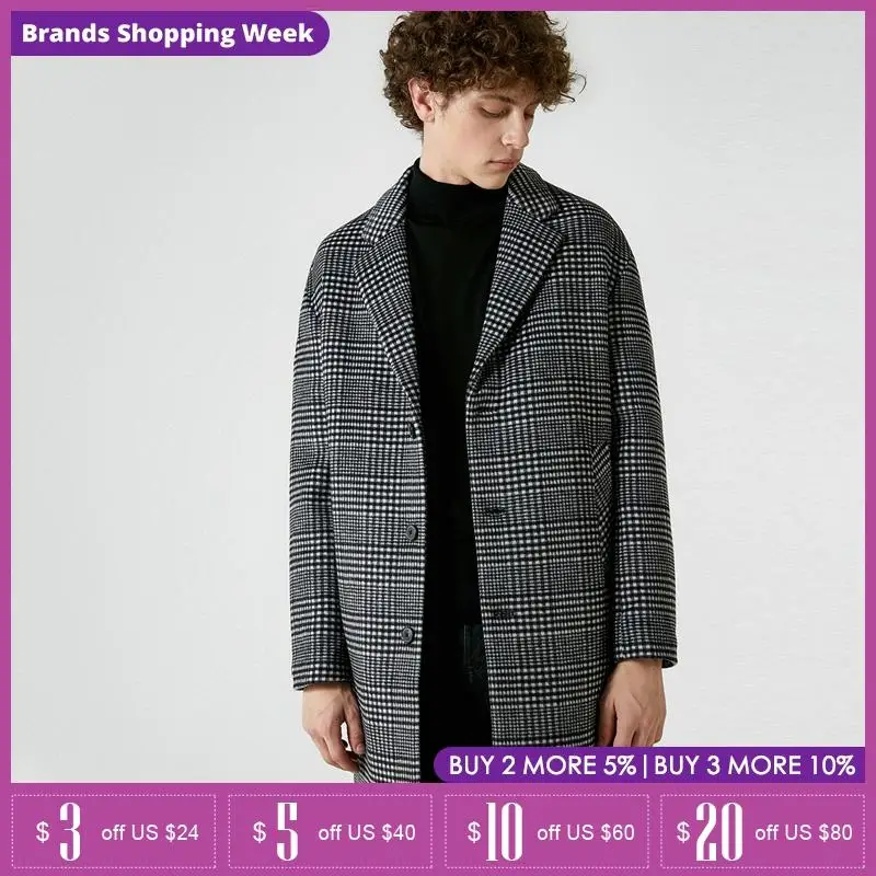SELECTED Men Autumn Winter Mid Long 100% Wool Overcoat Coat Jacket| 418427538 SELECTED Men Autumn Winter Mid Long 100% Wool Overcoat Coat Jacket| 418427538