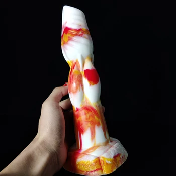 New Sex Shop Big Wolf Dildo Colorful Silicone Realistic Dog Penis Cock Knot Masturbators Anal Plug Erotic BDSM Adult Game 18+ 3