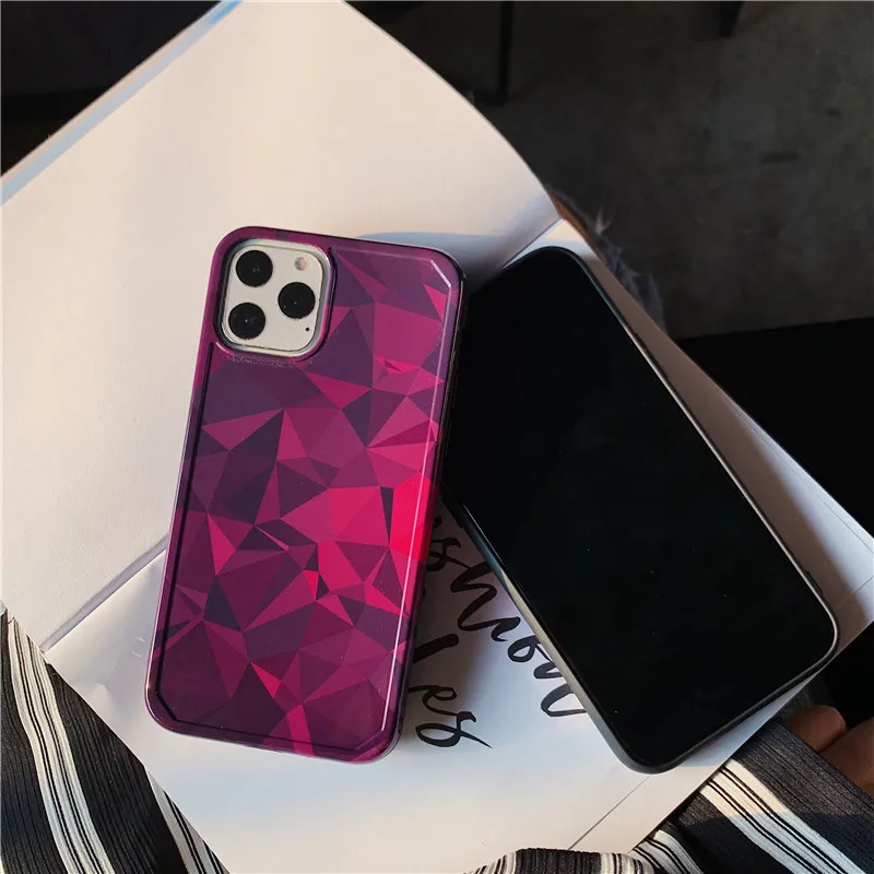 Чехлы для телефонов с геометрическим рисунком ромб и фиолетовым кристаллом Iphone XS