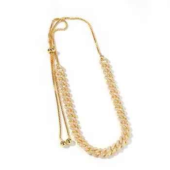 

Zircon Cuba stitching box chain necklace fashion simple and delicate pull-out adjustable necklace female