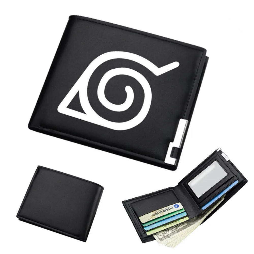 Черный мужской бумажник Наруто/Boruto короткий двухслойный PU студенческий кошелек ID/кредитный держатель для карт мультяшный кошелек - Цвет: 1