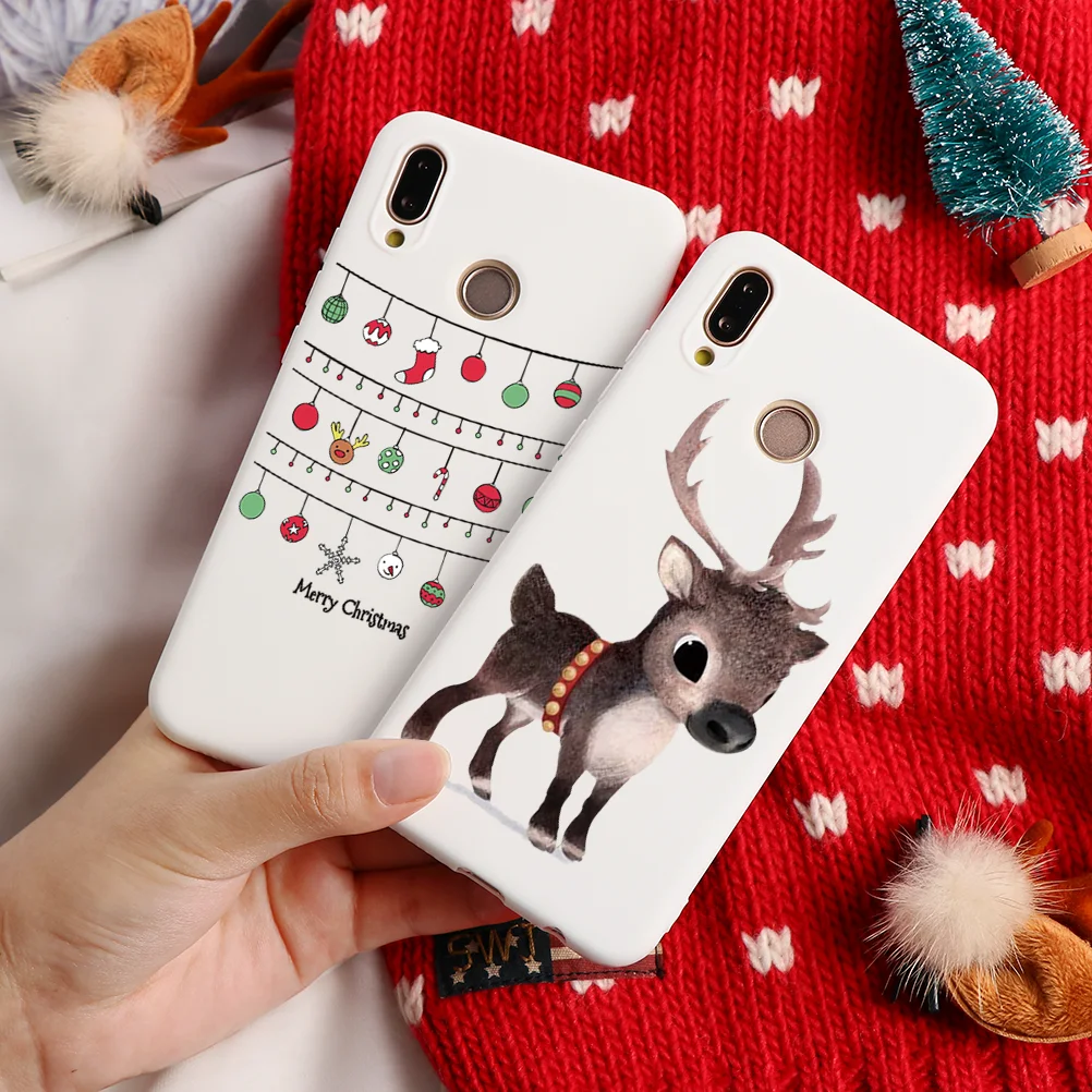 Чехол для телефона с рождественским рисунком лося для huawei mate 10 20 30 Lite P8 P9 P10 P20 P30 Lite Mini P Smart Y6 Y7 Pro TPU