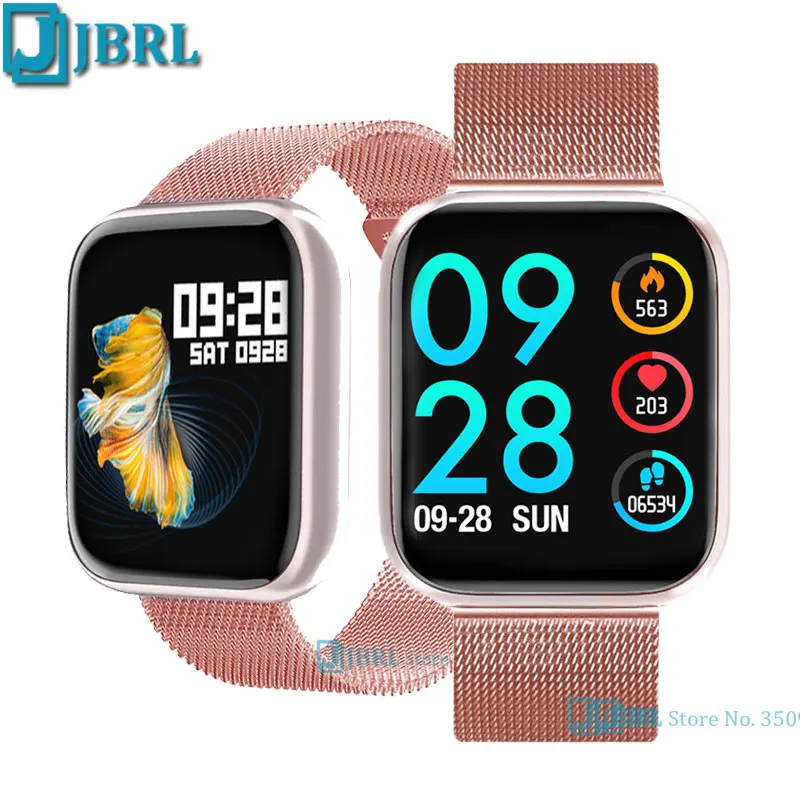Akıllı saat P80 erkekler kadınlar Smartwatch spor izci nabız monitörü spor su geçirmez saatler Android IOS için kol saati saat