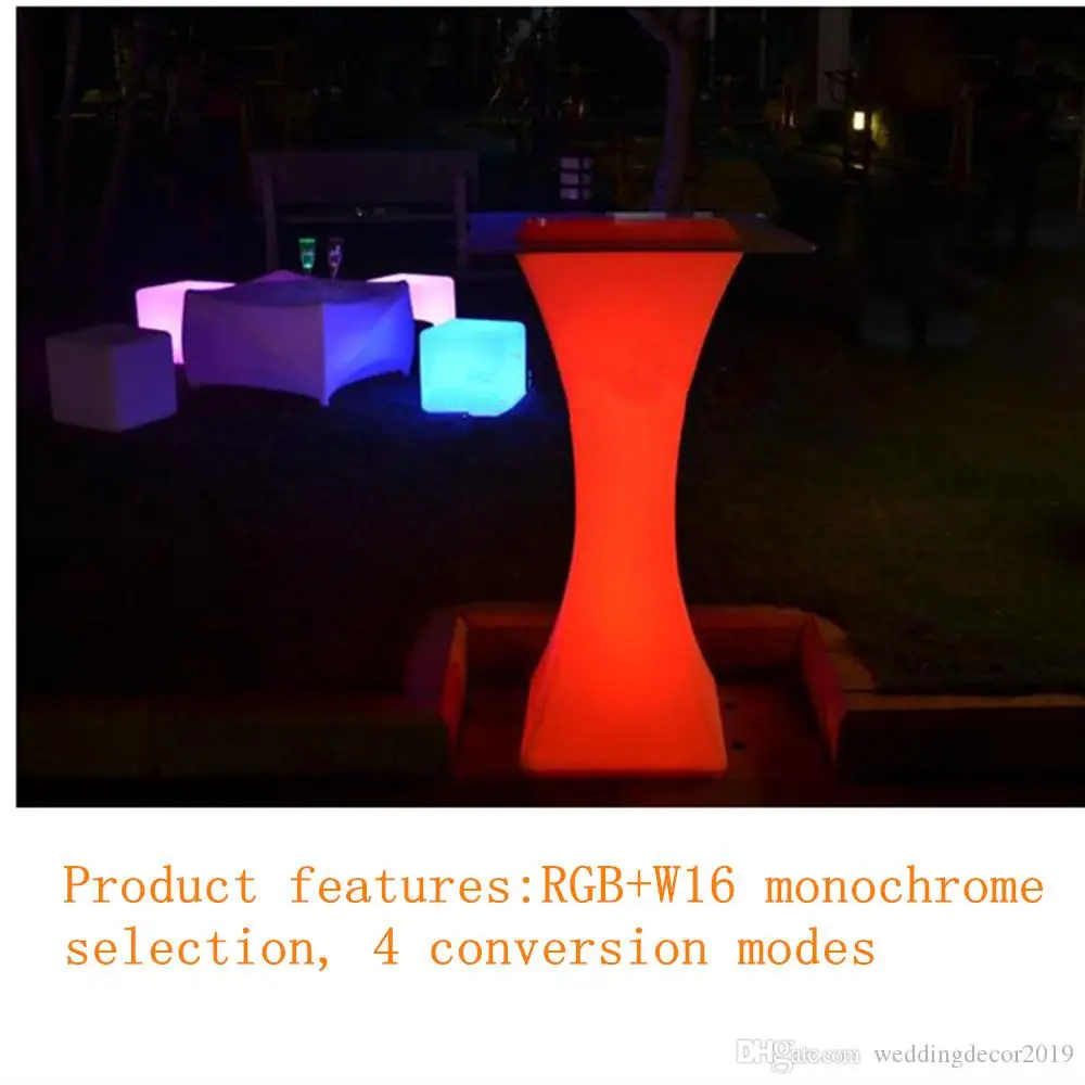 New led bar furniture Rechargeable LED cocktail table plastic bar coffee table L45*W45*H110cm with remote control