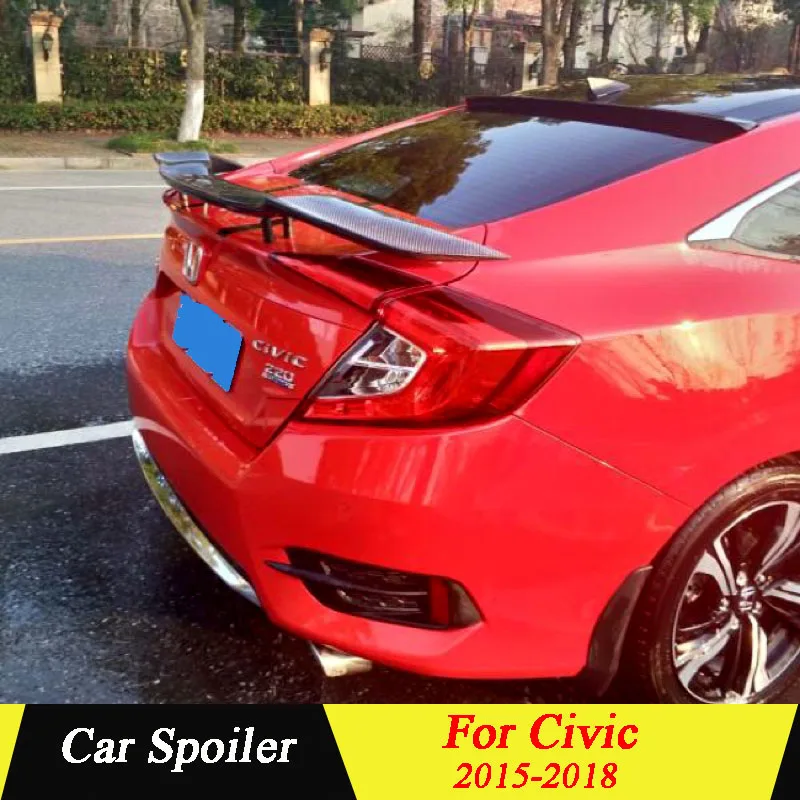 Седан универсальный спойлер для Honda Civic высокое качество углеродное волокно автомобильный спойлер на задний багажник, крыло для Civic