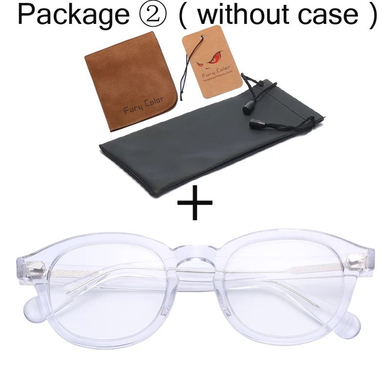 Круглые ацетатные очки в винтажном ретро стиле с изображением Джони Депп, Прозрачная Оптическая оправа для близорукости, очки для мужчин и женщин, оптическая оправа по рецепту - Цвет оправы: transparent-B