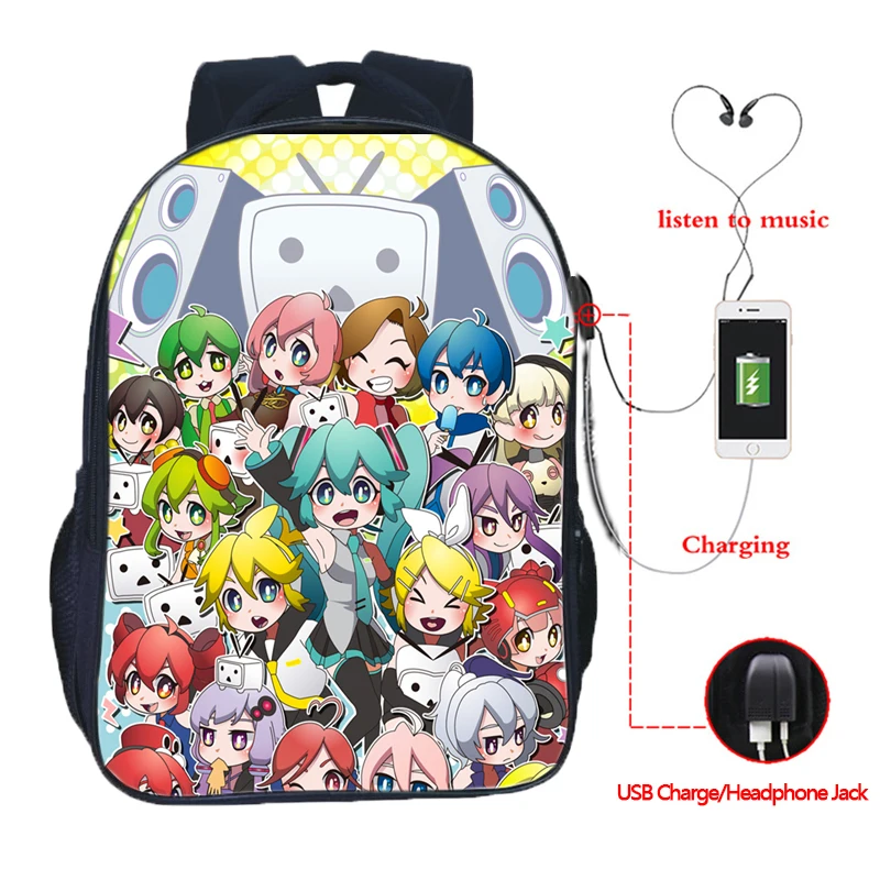4 Лидер продаж Высокое качество VOCALOID Hatsune Miku usb зарядка модный рюкзак для путешествия рюкзак для учеников, мальчиков и девочек школьная сумка - Цвет: 4