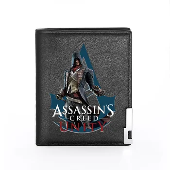 

2020 New Fashion Assassin Hero Theme Printing Black Leather Wallet Men Women Bifold Credit Card Holder Short Purse Male