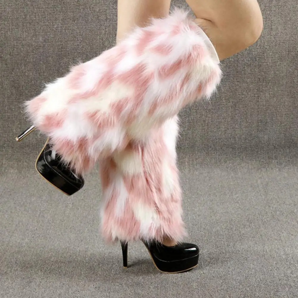WomenFluffyFurryBootCoversWinterThickenLeggingsLongSocks40cm