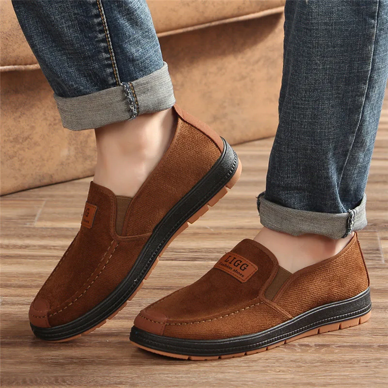 

Casual shoes men 2019 new Old Beijing canvas shoes business men shoes fashion dad shoes sneakers men Solid color Flat Lazy shoes