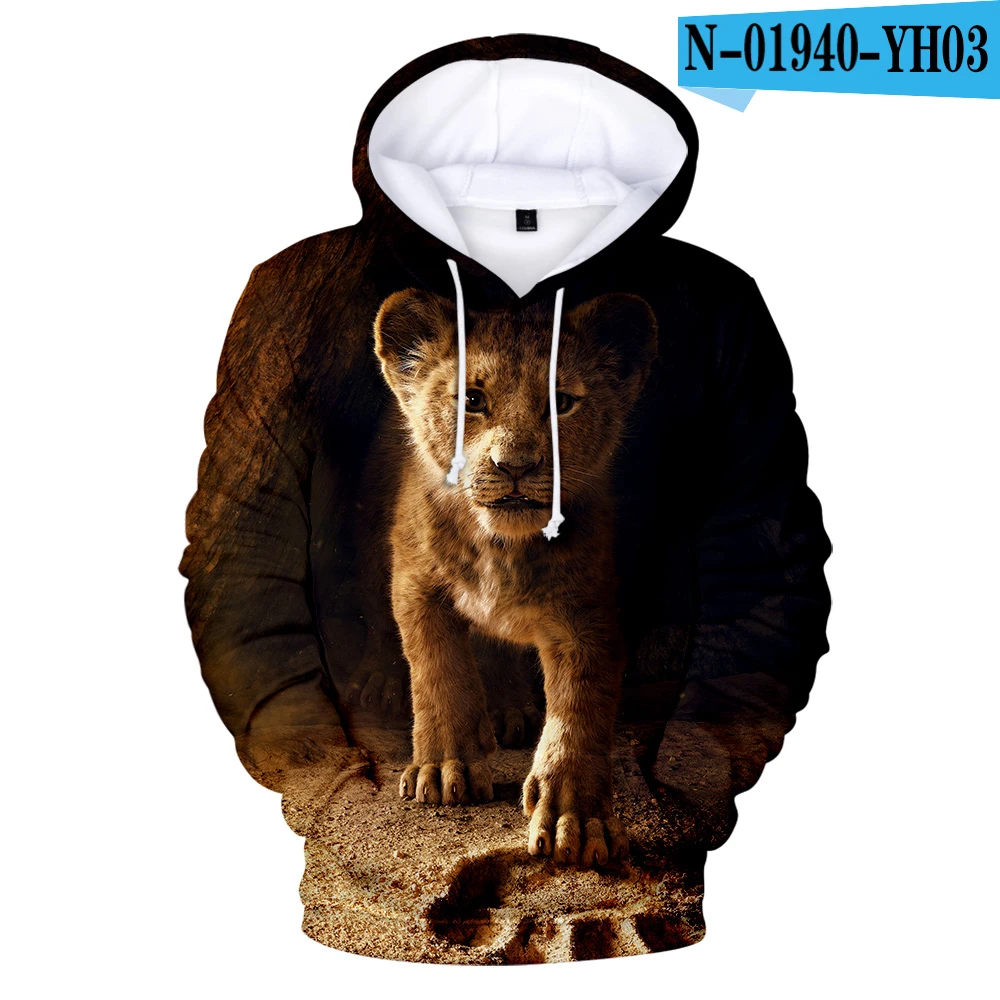 3D Print Lion Sweatshirt Casual Off White Pullover Animal Hoodie 