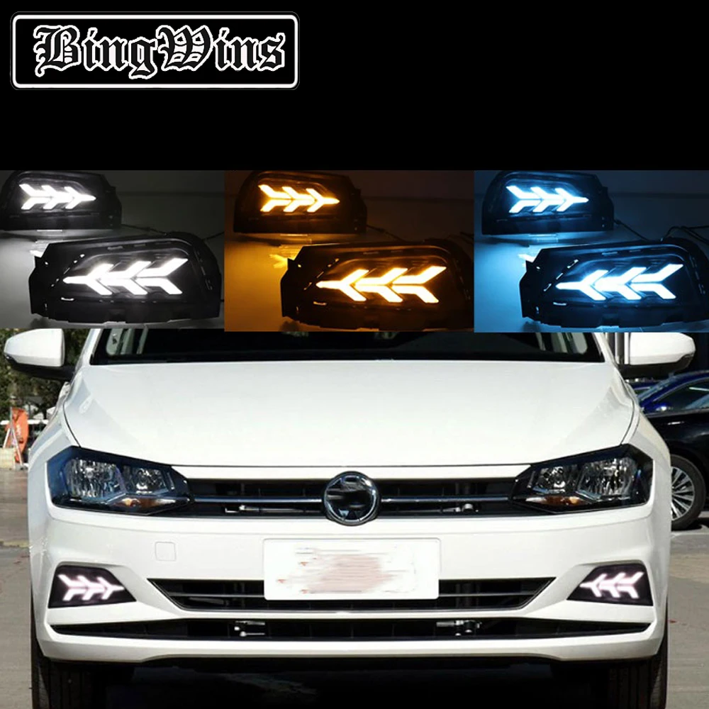 Автомобильный Стайлинг для 18-19 Volkswagen Polo plus Polo модифицированный светодиодный стример рулевого управления Передняя панель противотуманная фара в сборе