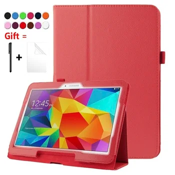

Stand Case for Samsung Galaxy Tab 4 10.1 Tablet (T530/T531/T535) Auto Sleep/Wake Tablet Folio Flip Book Cover with Film+Stylus