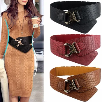 

2019 New Style Wide Elastic Cinch Belt Women's Fashion Belt Gold Metal Rivet Wide Belts For Dress Coat Cummerbund Retro Style