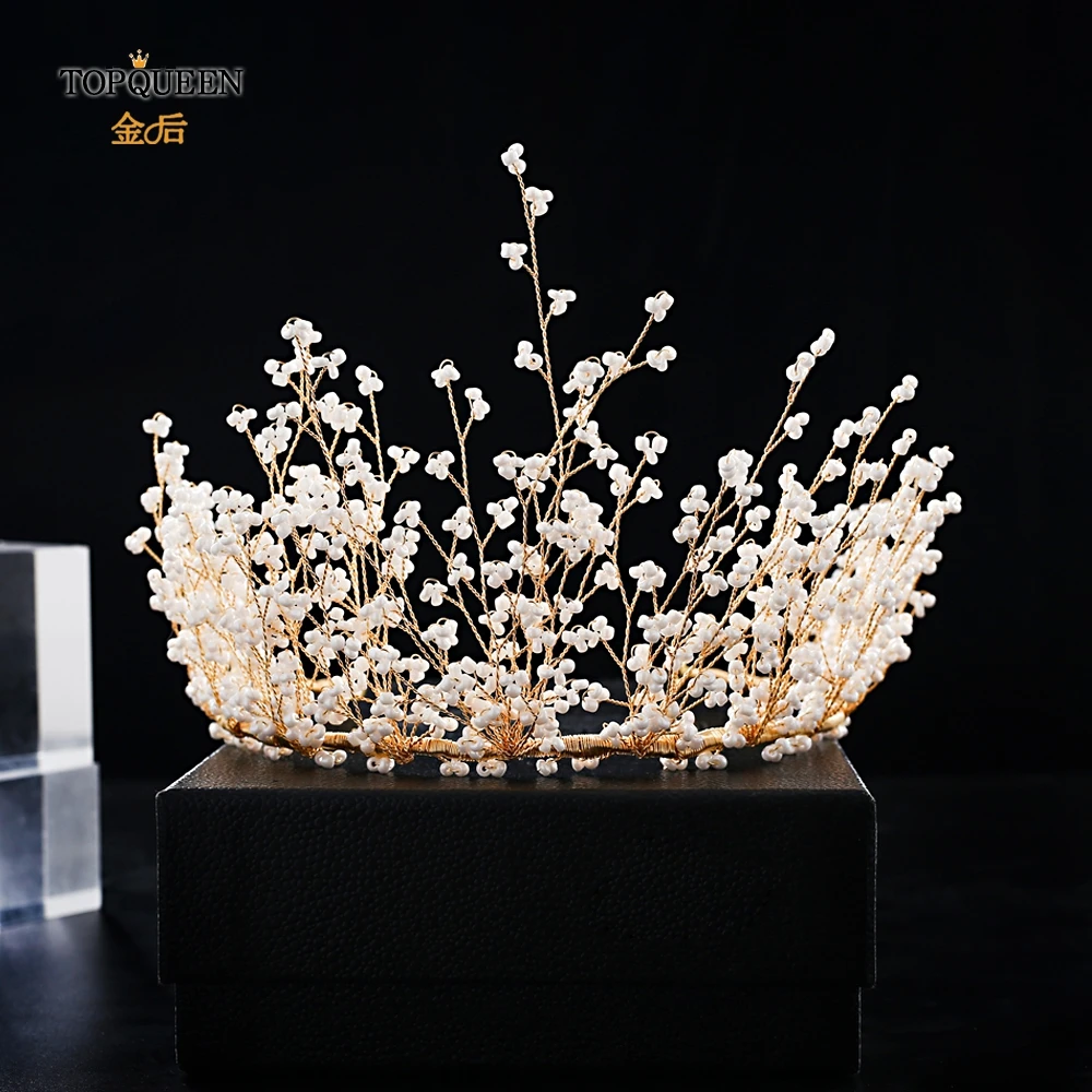 

YouLaPan HP193-W white beads wedding crowns for brides crown diadem fashion accessorie 2019 woman hair ornaments women accessory