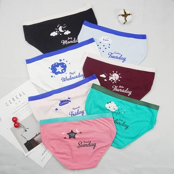 

7pcs/lots Cotton Japan Style Panties Women Briefs Underwear Cute Cartoon Inscription Sexy Female Shorts Underpants Wholesale