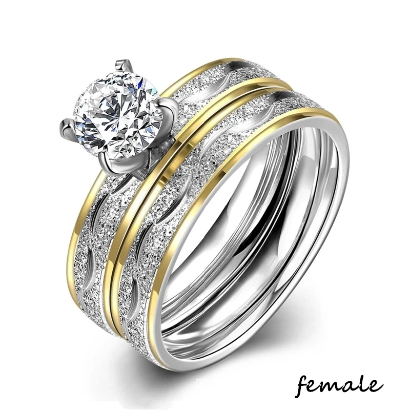 Wedding Rings Finger Rings Engagement Rings Zircon Rings Couple Rings Crystal Rings Fashion Couple Rings Woman Zirconia Rings Set Man Wedding Engagement Ring Lover Gifts Alloy Accessories