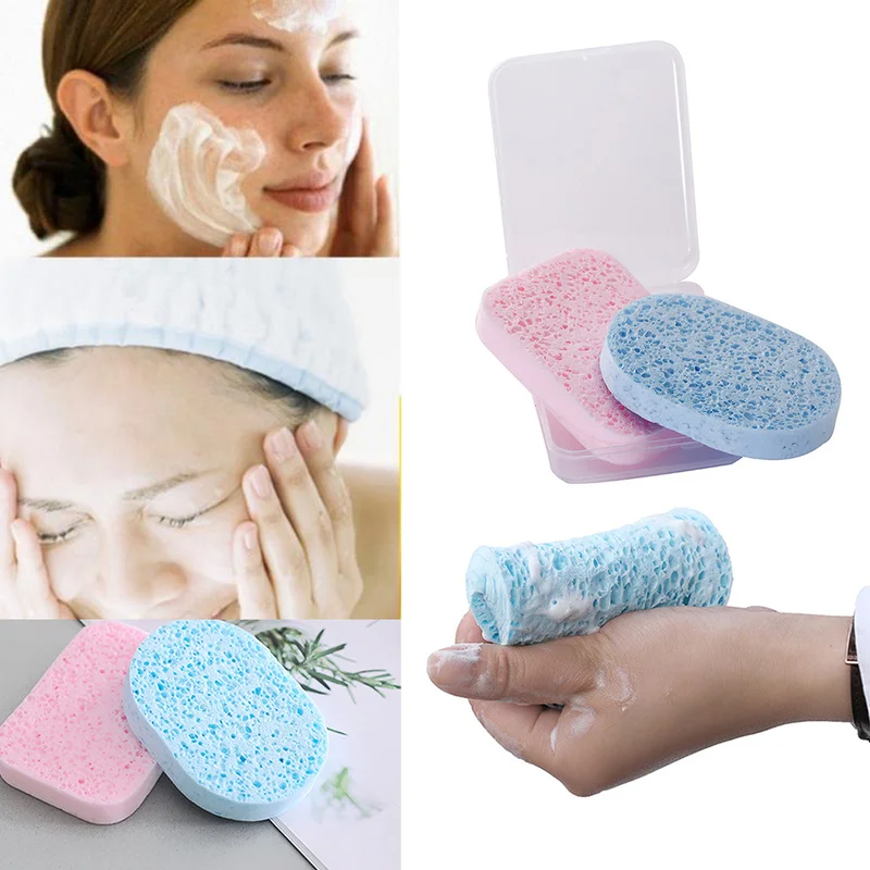 

2pcs Plant Fibre Sponge Cosmetic Puff Facial Cleansing Massage Tool Wash Flutter Make Up Tool Cleansing Face Puff Natural