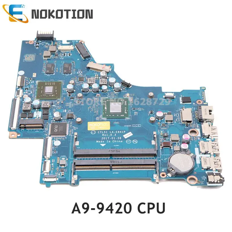price cut  NOKOTION For HP 15-BW laptop motherboard A9-9420 CPU TM 520 GPU DDR4 CTL51 53 LA-E841P 924724-001 9