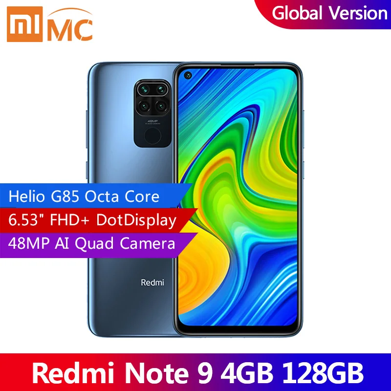 Versión Global Xiaomi Redmi Nota 9 4GB 128GB teléfono inteligente Helio G85 Octa Core 48MP Quad cámara trasera 6,53
