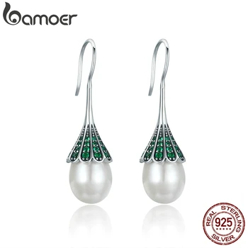 

BAMOER High Quality 925 Sterling Silver Elegant Clear CZ Hanging Drop Earrings for Women Sterling Silver Jewelry Brincos SCE204
