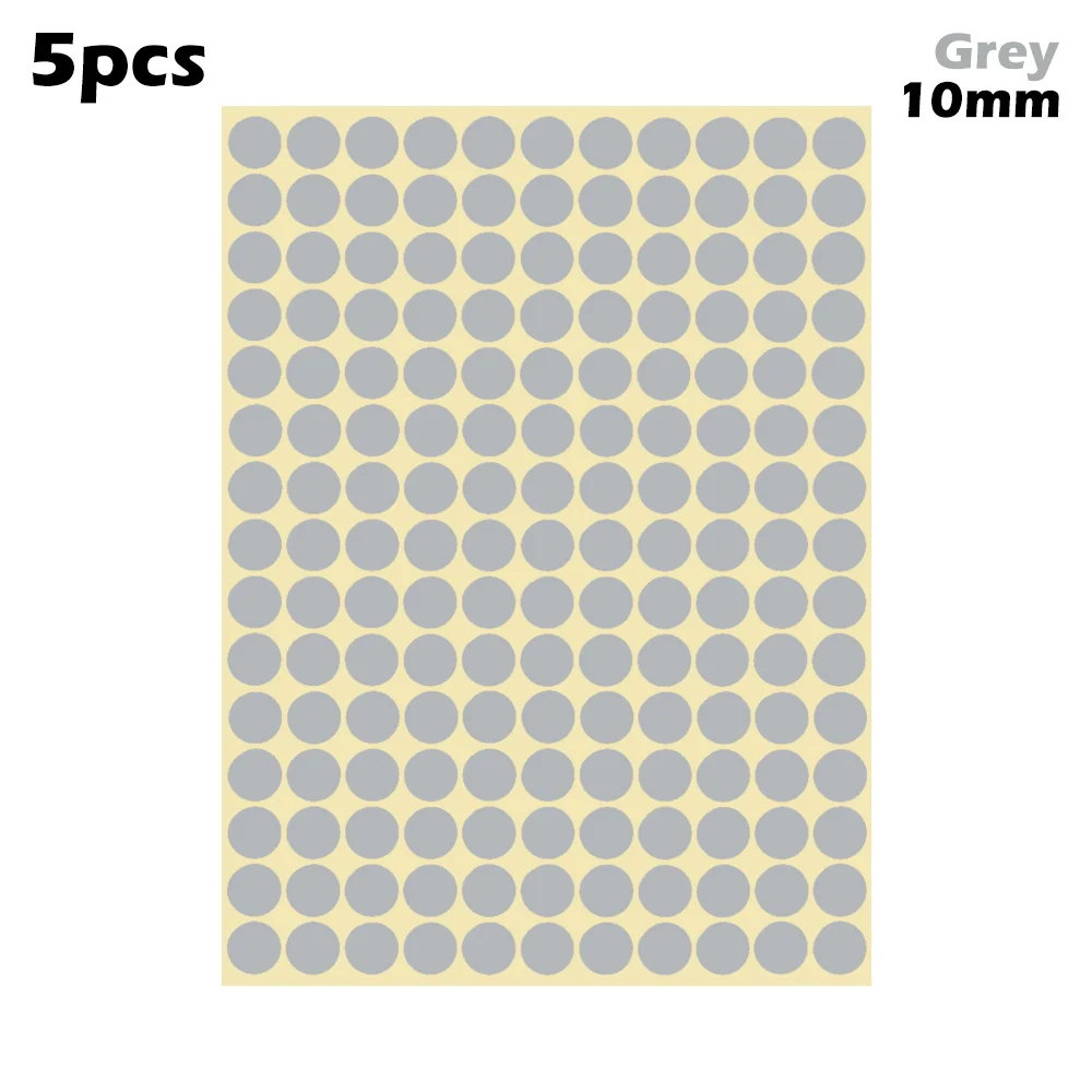 10mm-grey 5 листов 10 мм/19 мм Цветные точечные наклейки круглые точечные круги уплотнительная бумага клеящиеся этикетки Упаковка Этикетки вечерние украшения - Цвет: 10mm-grey