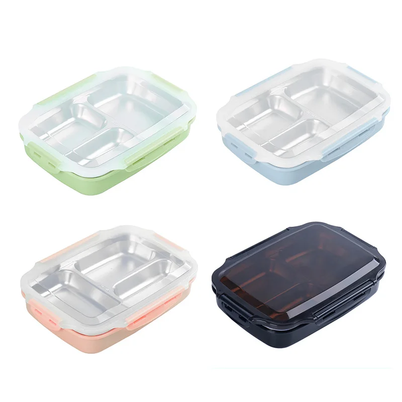 3 отсека ланч бокс Microwavable термальная Bento коробка из нержавеющей стали Портативный для пикника офиса школы еды контейнер
