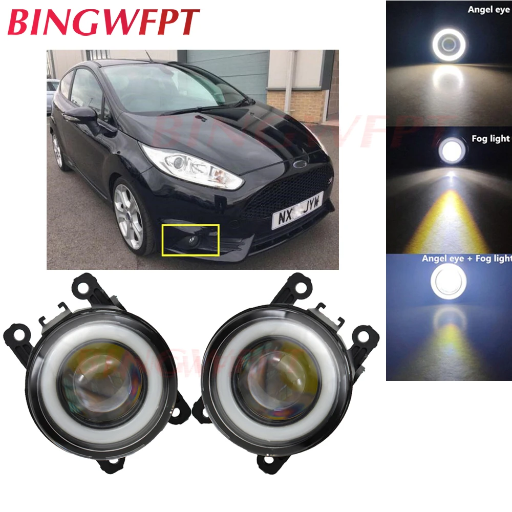 

2x for ford Fiesta MK7 2010 For Ford C-Max 2 MPV 2010-2015 Car Accessories H11 LED Fog Light with Angel Eye 12V