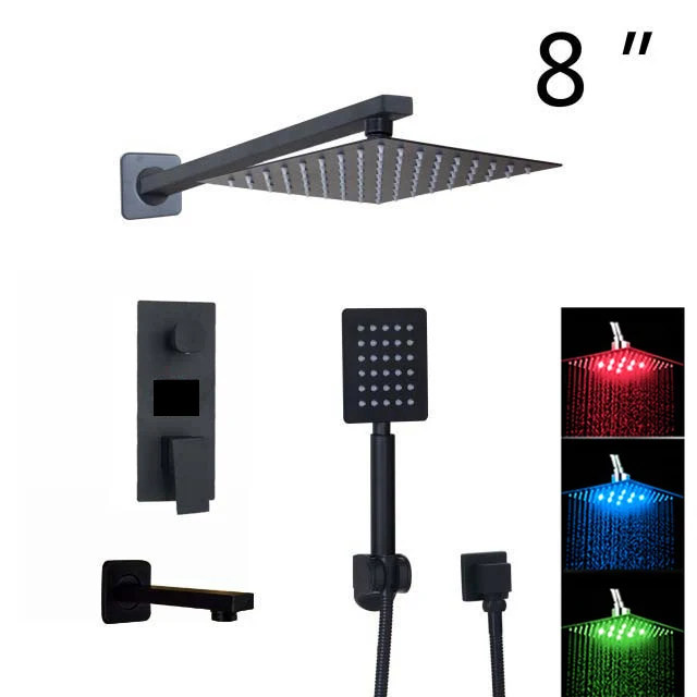 8 LED 3 Way KEMAIDI Ванная комната душевой кран 3 функции черный цифровой смесители для душа набор осадков Насадки для душа 2 Цифровой оптический кабель Дисплей смесителя - Цвет: 8 LED 3 Way
