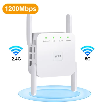 

Wifi Extender 5G 2.4G Wifi Extender 1200M Dual Band WiFi Signal Amplifier AC 4 Antennas Wi-Fi booster Wi Fi Access Point