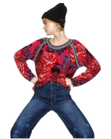 Carater espanhol новосс граус Impressos Blusas De Malha para o Outono e Inverno de