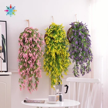 

Fake Lavender Flower Vine Hanging Garland Plant Artificial Plant Twigs Hanging Vine Home Garden Wedding Decor Home DecorationTls