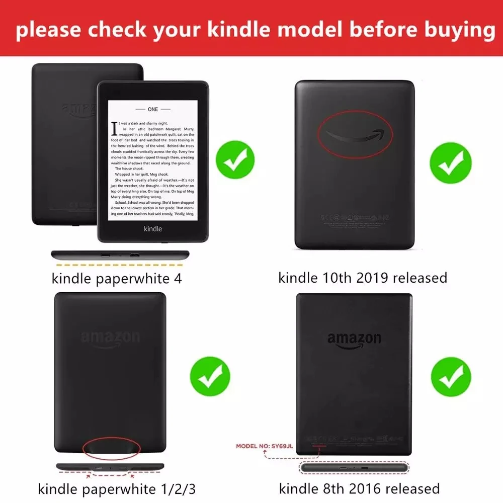 Premium Smart Hard Cover Case for Kindle and Kindle Paperwhite E-Readers