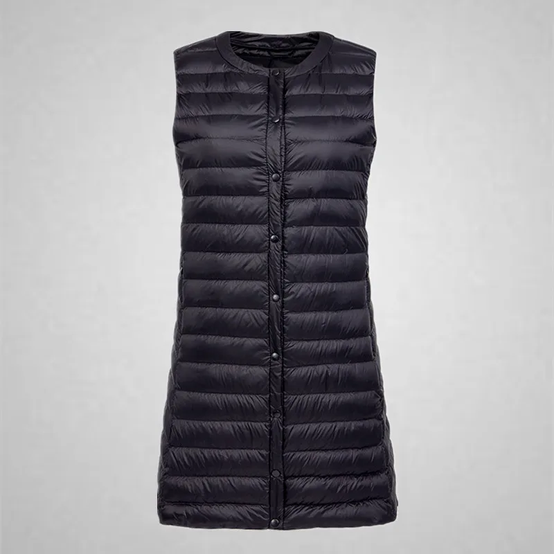 Женский однобортный пуховик средней длины на белом утином пуху|Пуховики| |